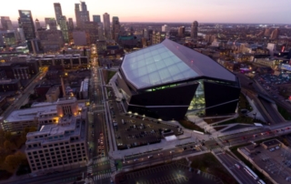 US Bank Stadium and Minneapolis skyline.