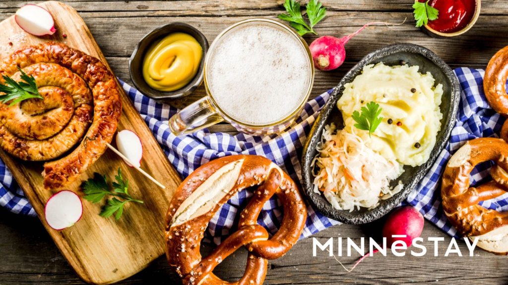 A variety of Oktoberfest foods found at the many area festivals in Minneapolis