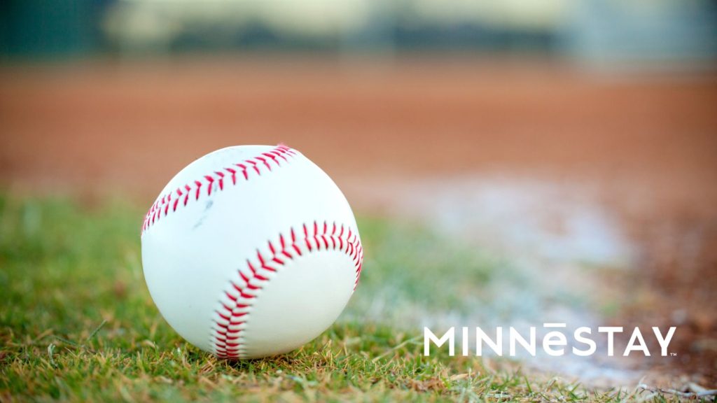 Baseball on the ground at Target Stadium for the Minnesota Twins 